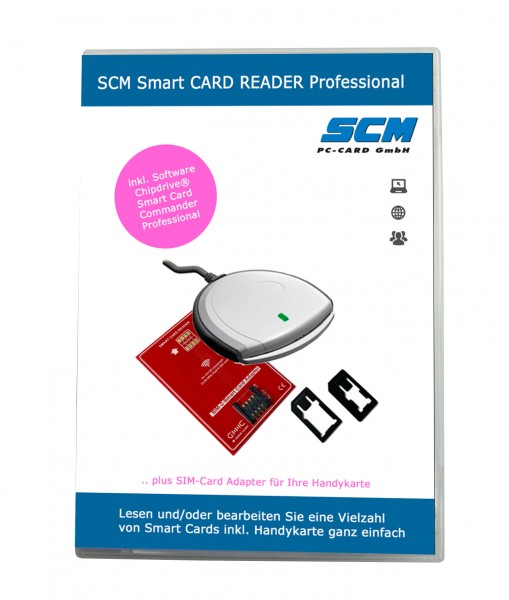 SCM Smart CARD READER Professional - Kartenleser plus Software zum Lesen von Smart Cards / SIM Karte