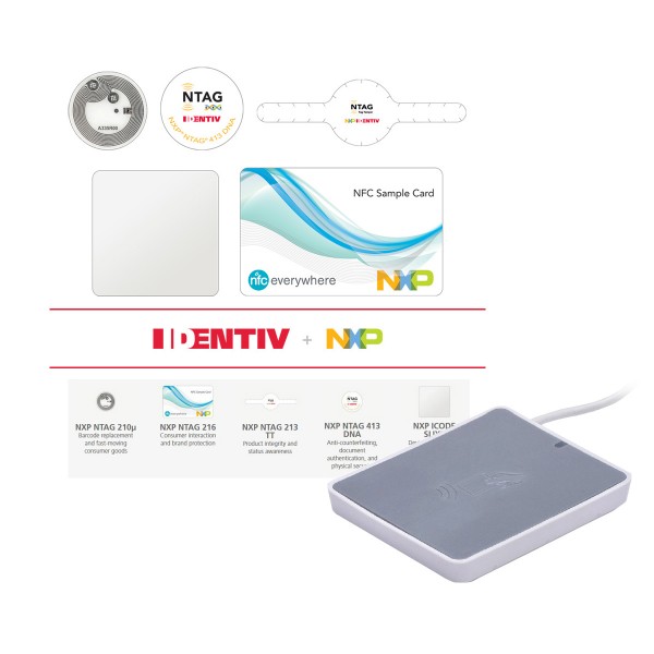 NFC Tag Starter Kit PLUS Kartenleser 3700 - 25 Stück Typ NFC Forum Typ 2/4/5 NTAG / ICODE-Tag-ICs