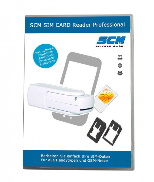  SCM SIM Card Reader Professional - SIM Card Stick weiß Plus Software zum Lesen der SIM Karte