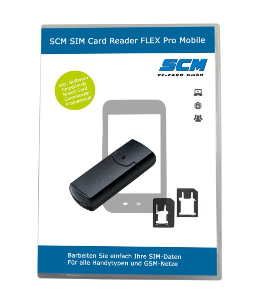SCM SIM Card Reader FLEX Pro Mobile - Karten Leser Plus Software zum Lesen / schreiben / bearbeiten