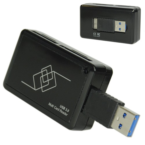 ICS-313 Multi Card Reader USB3.0 für DXC UHS / SD / microSD / CF / MSXC / MS / M2 im Pocket-Design 